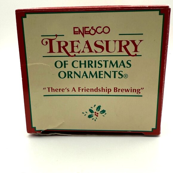 Enesco 1996 There's A Friendship Brewing Christmas Ornament Holiday Gift  In Box - Picture 9 of 11
